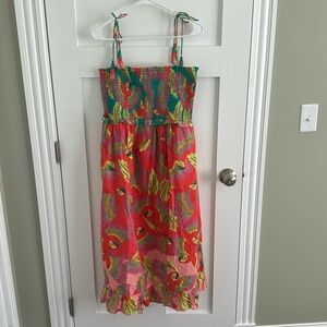 FARM RIO SMOCKED COVER-UP MIDI DRESS